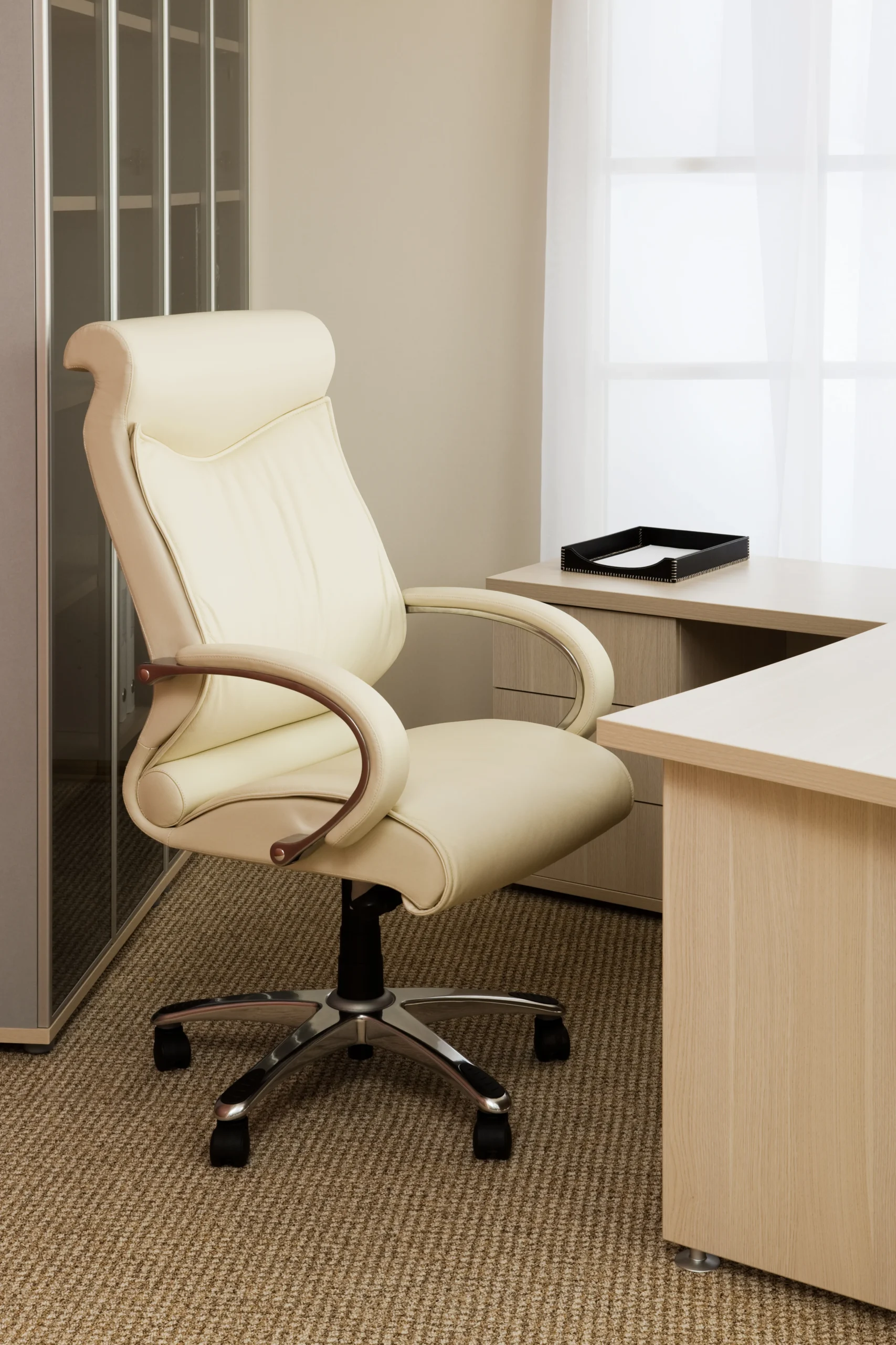 white leather arm chair